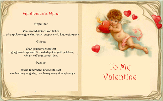 Gentlemen's Valentine Menu